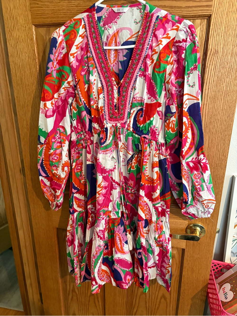 Kaktus Pink and Green Paisley Print Dress